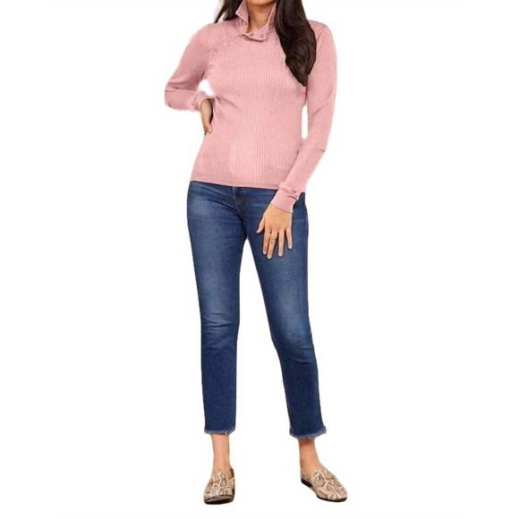 NEW LAMADE andre long sleeve snap turtleneck top in pink quartz - Picture 3 of 4